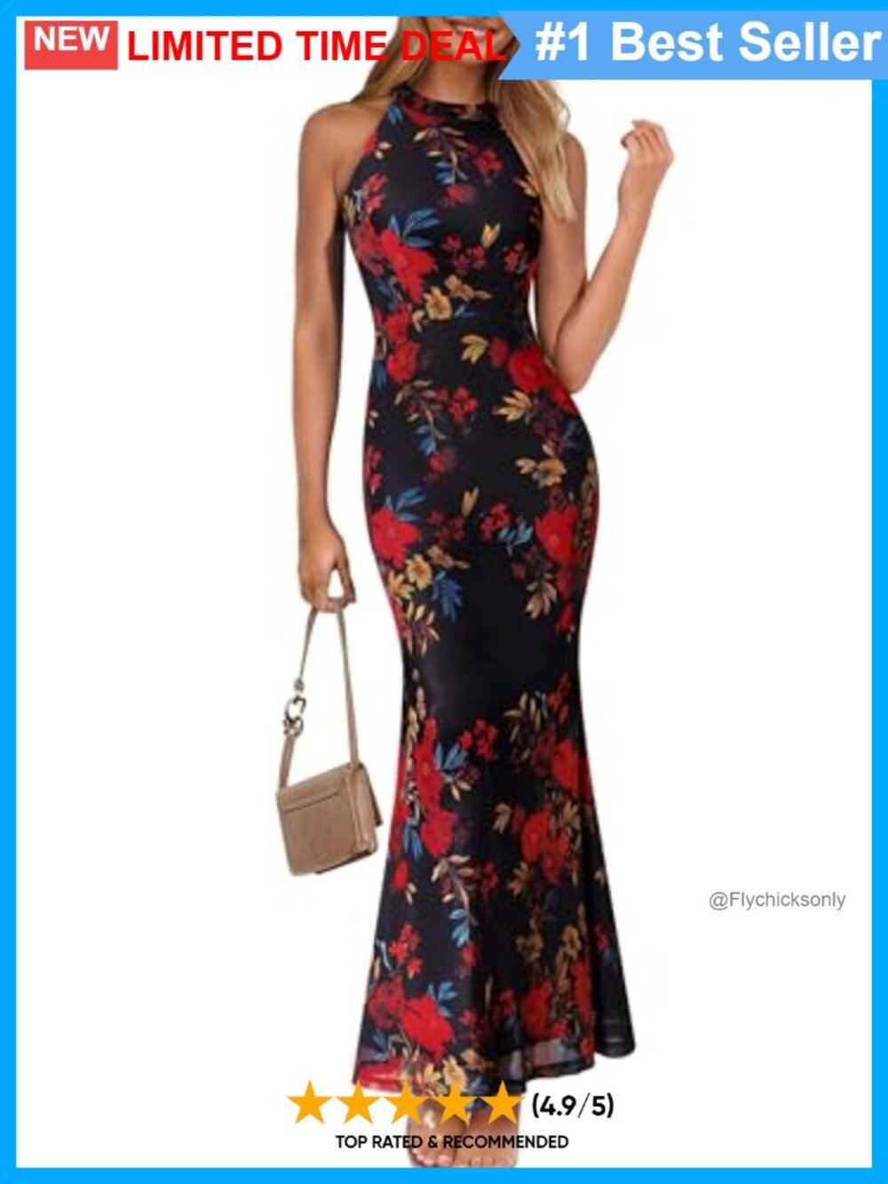 Halter Neck Bodycon Mermaid Maxi Dress Sleeveless Formal Evening